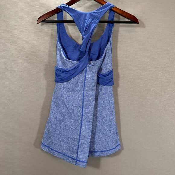 Lululemon Spin Me Tank Top Womens 8 Blue Heathered Rocksteady Blue Twist Racer - Picture 3 of 6